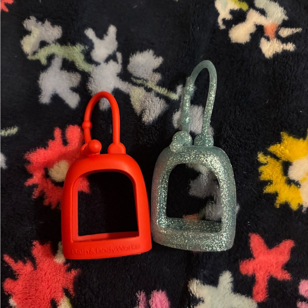 Bath & Body Works Kids Sanitizer Holders - Red and Glittery Blue